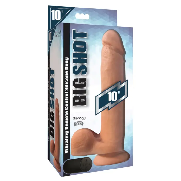 BIG SHOT 10″ With BALLS VIBRATING SILICONE DILDO